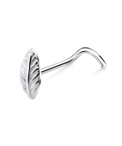 Leaf Shaped Silver Curved Nose Stud NSKB-615